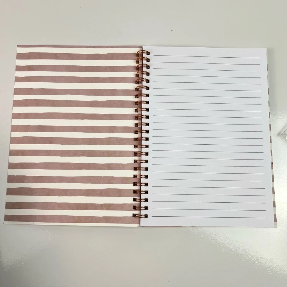 Floral Stripes Design Burgundy Red Multicolor Spiral Bound Journal 6”x8.25” New